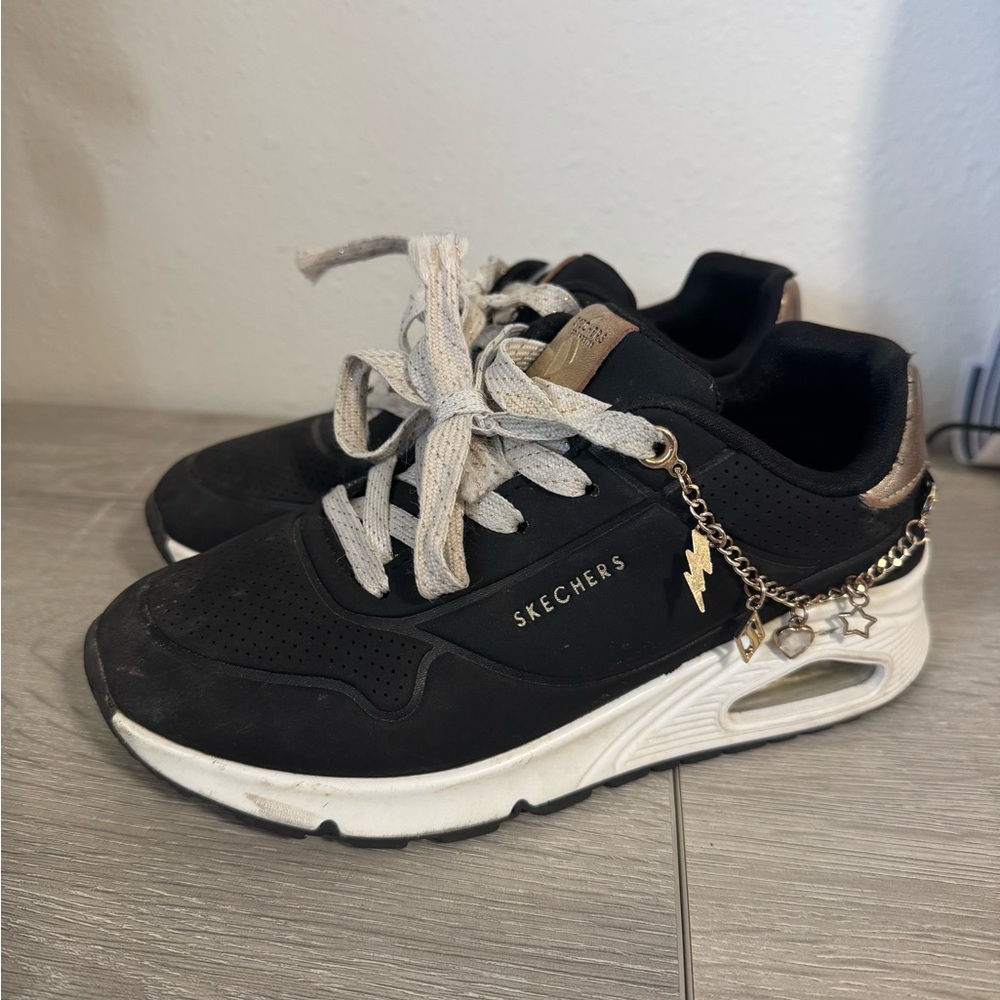 Skechers Kids Black and Gold Sneakers